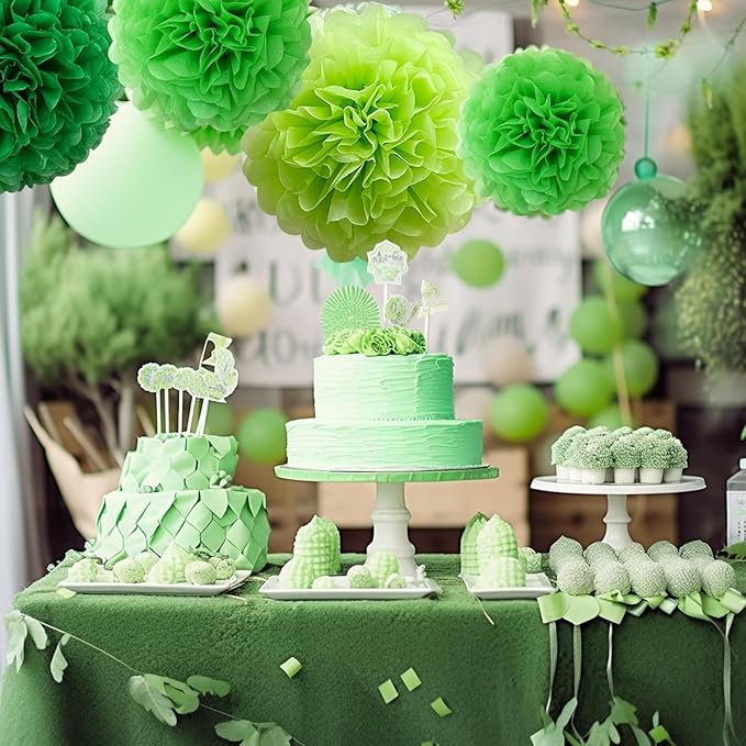Green Tissue Paper Pom Poms – Flower Balls(14 Inch)