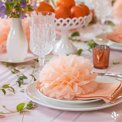Peach Tissue Paper Pom Poms – Flower Balls (10 Inch)