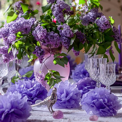 Lavender Tissue Paper Pom Poms – Flower Balls(14 Inch)