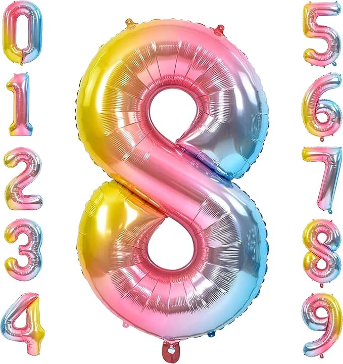 Giant Number Rainbow Foil Balloon – 40 inch