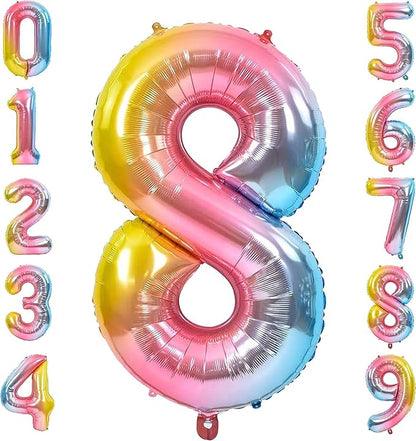 Giant Number Rainbow Foil Balloon – 40 inch