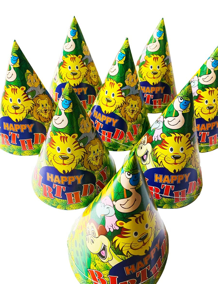 Jungle Theme Animal Printed Party Caps – Pack of 10 (Multicolour)