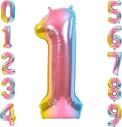 Giant Number Rainbow Foil Balloon – 40 inch