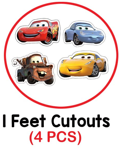 Cars Theme Paper Cutouts for Birthday Parties, Cars Theme Supplies Décor, Racing Cars Birthday Decoration, Cutouts (4 pcs)