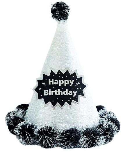 Happy Birthday Pom Hat – Silver