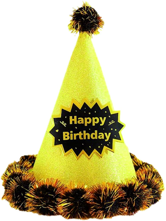 Happy Birthday Pom Hat – Gold
