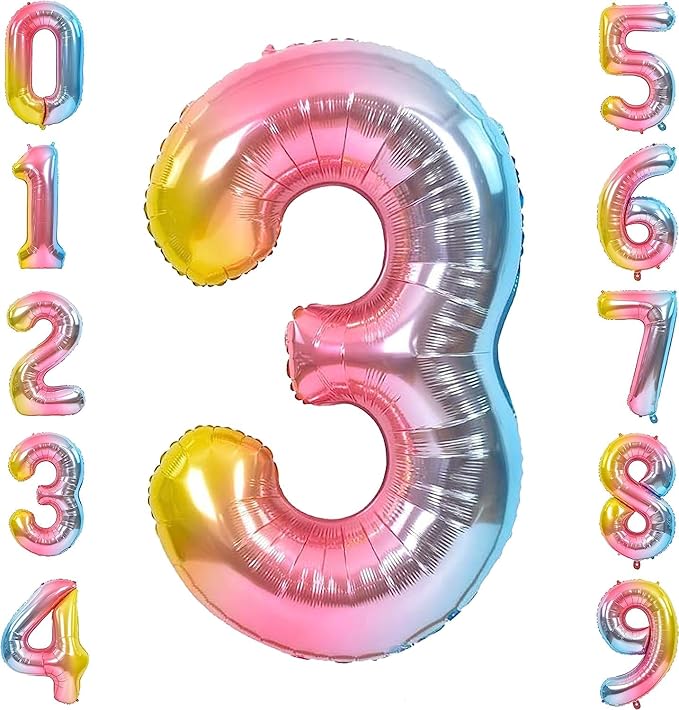 Giant Number Rainbow Foil Balloon – 40 inch