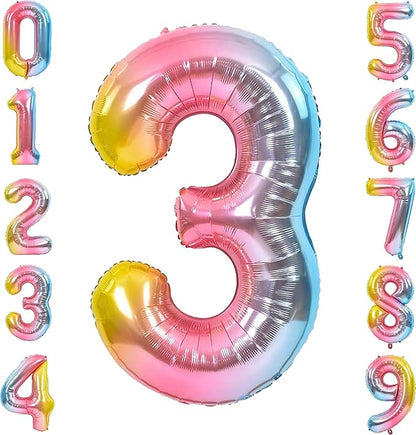 Giant Number Rainbow Foil Balloon – 40 inch