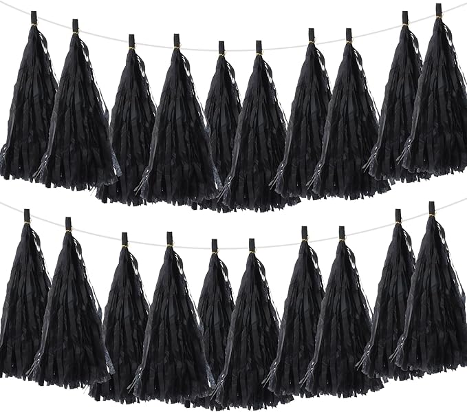 Black Paper Tassel Garland – Decorative DIY Backdrop