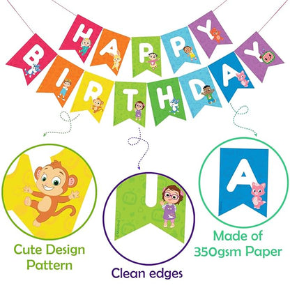 CoComelon Theme Happy Birthday Banner – Kids Birthday Party Decoration