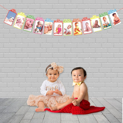 Baby Monthly Photo Banner – 1st Birthday Milestone Garland (Birth to 12 Months)