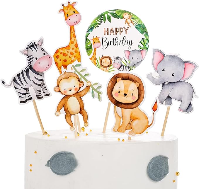 Jungle Theme Happy Birthday Cake Toppers