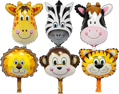 Jungle Theme Foil Balloons – 6 Pcs Animal Theme Birthday Decor | Birthday Decoration