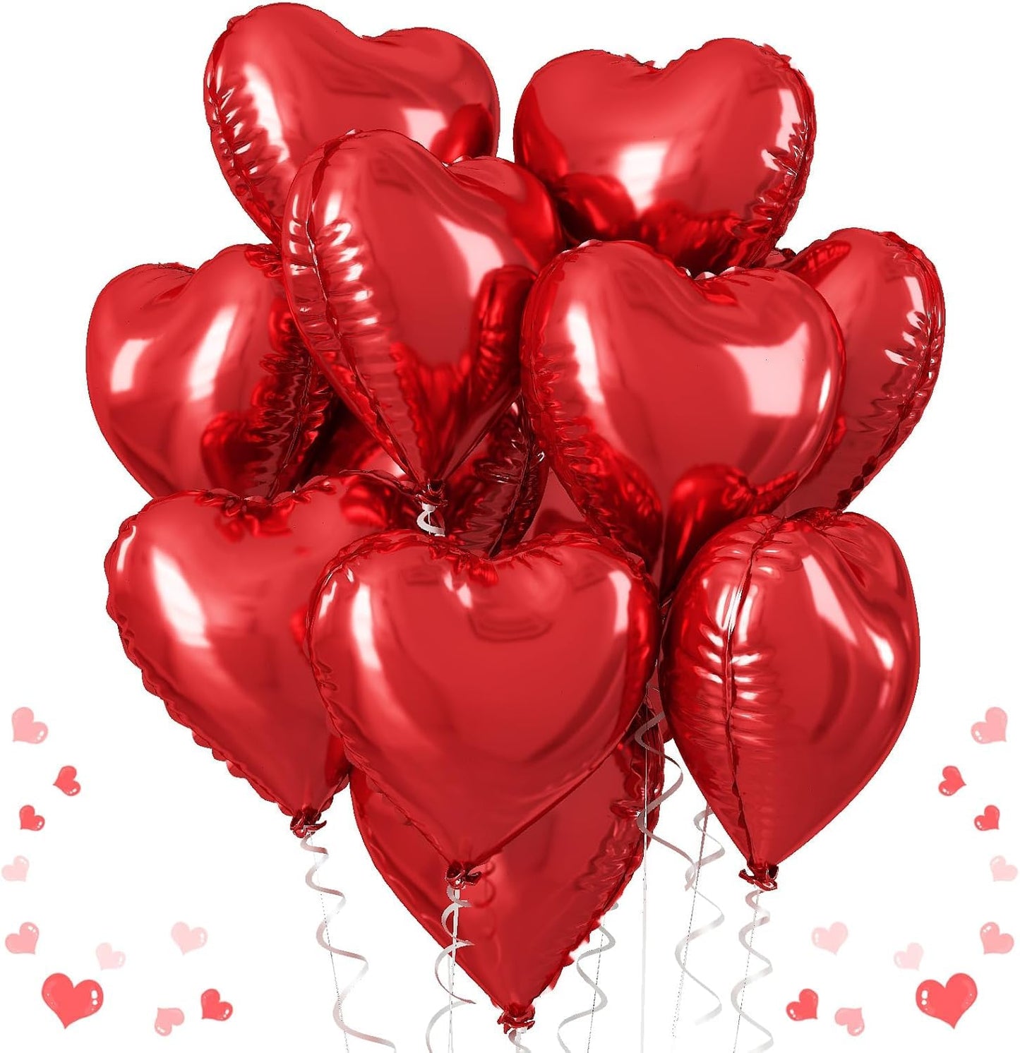18 Inch Red Heart Shaped Balloons (5 Pcs)