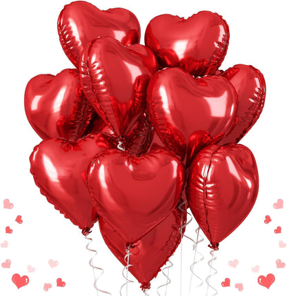 18 Inch Red Heart Shaped Balloons (5 Pcs)