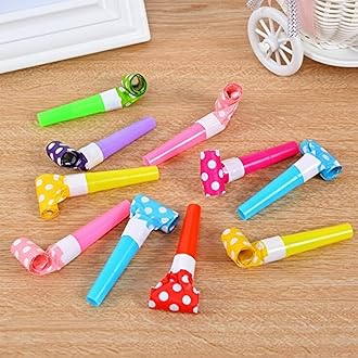 Blowouts Paper Blowouts – Colorful Noise Makers & Whistle Horn Cheering Props (Pack of 10)