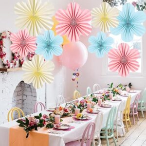 Blue, Pink & Ivory Paper Flower Wall Decor – Set of 9 Elegant Floral Backdrops