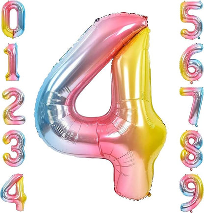 Giant Number Rainbow Foil Balloon – 40 inch