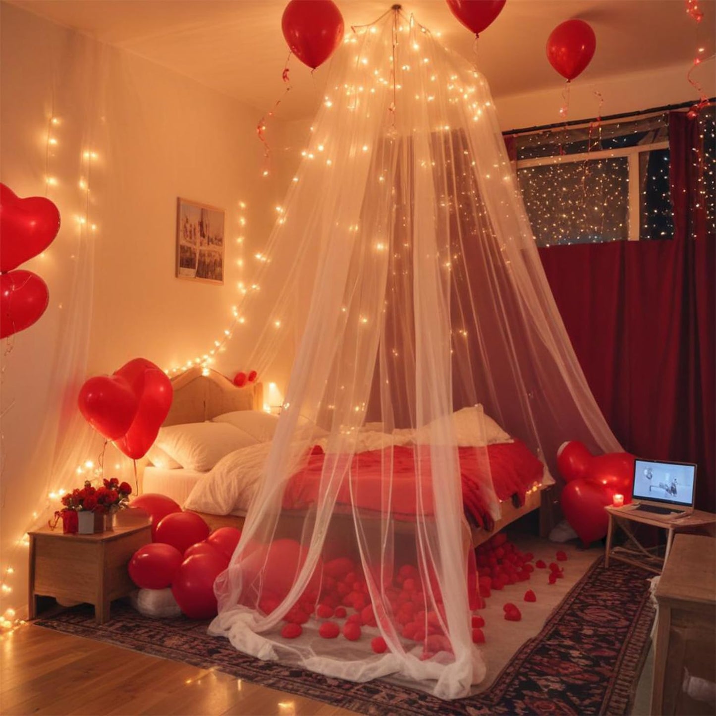 ✨ White Net Curtain Backdrop – Elegant Party Decoration | 1 Pc