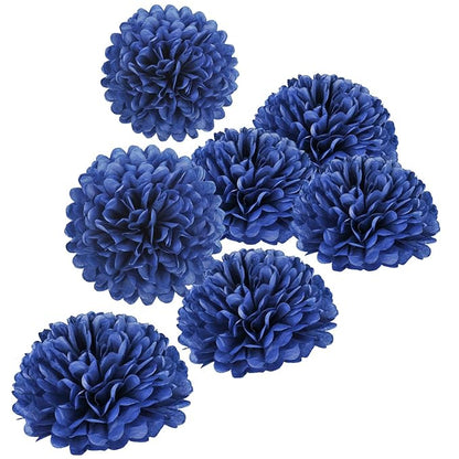 Navy Blue Tissue Paper Pom Poms – Flower Balls (10 Inch)