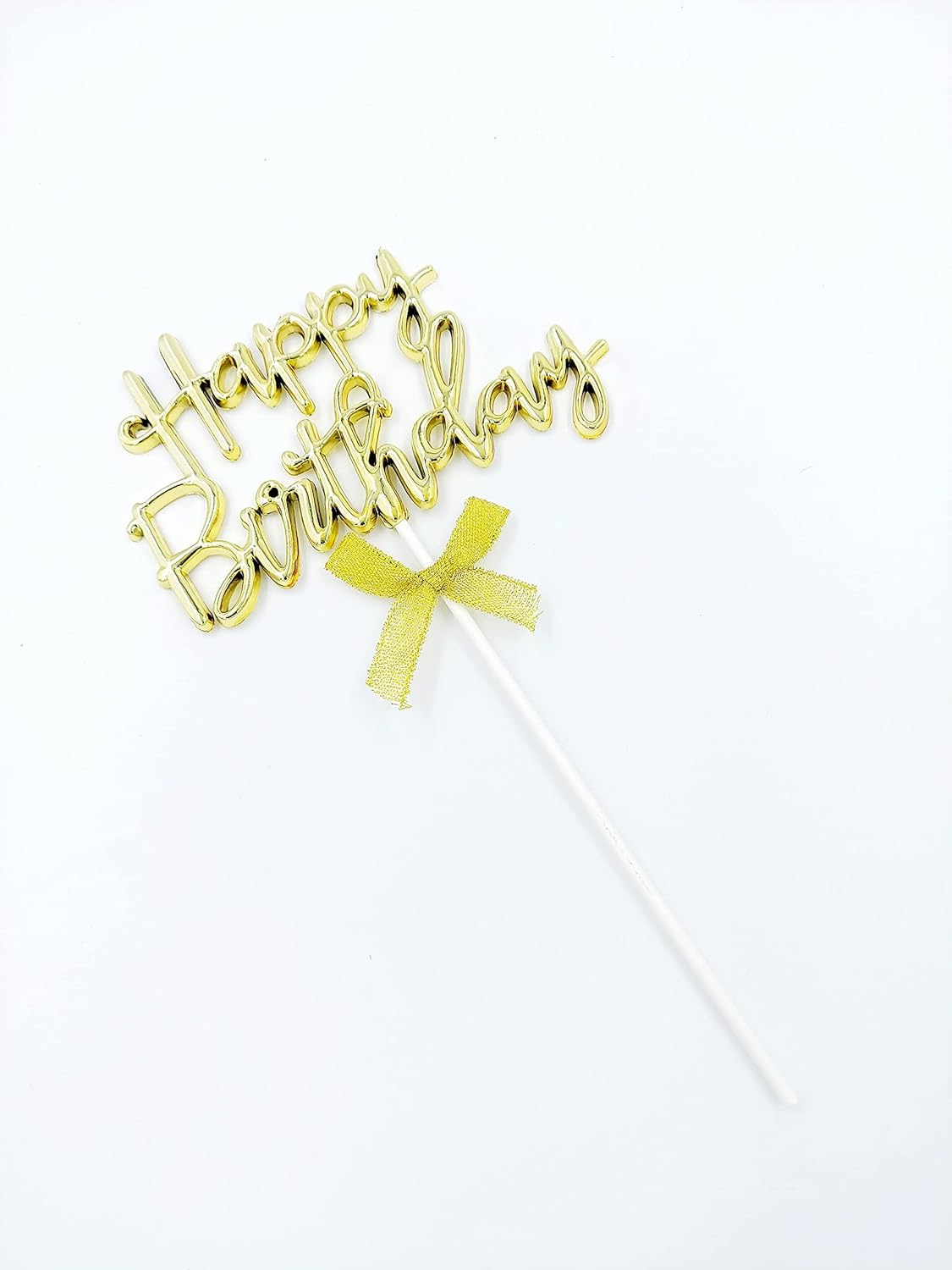 3D Happy Birthday Cake Topper – Gold Stand-Up Letters