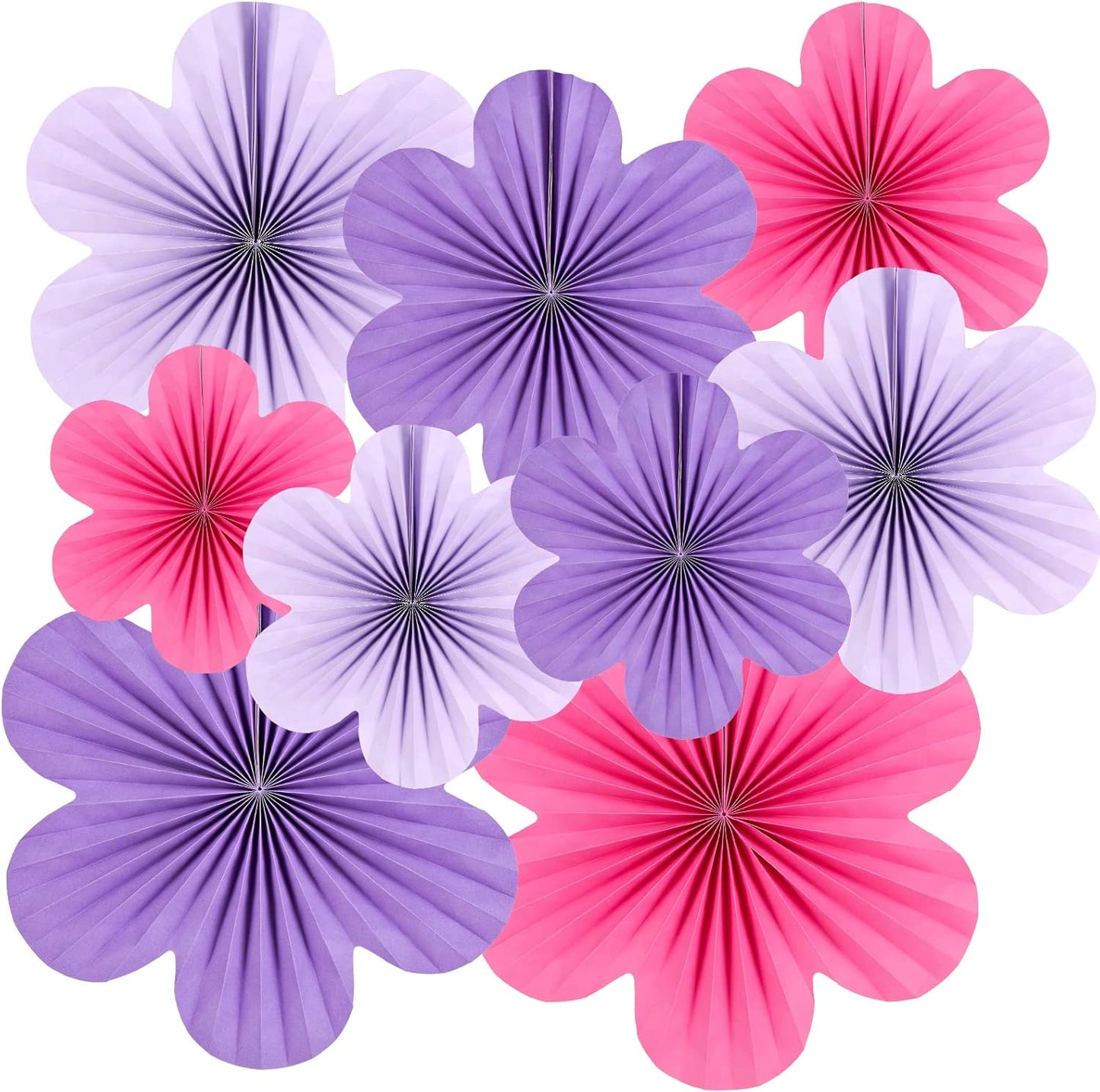 Purple & Pink Paper Flower Wall Decor – Set of 9 Elegant Floral Backdrops