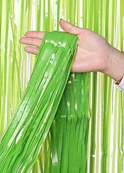 Pastel Green Foil Curtain Backdrop – 2Pcs Set | Fresh & Natural Party Decor