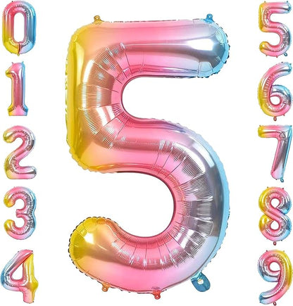 Giant Number Rainbow Foil Balloon – 40 inch