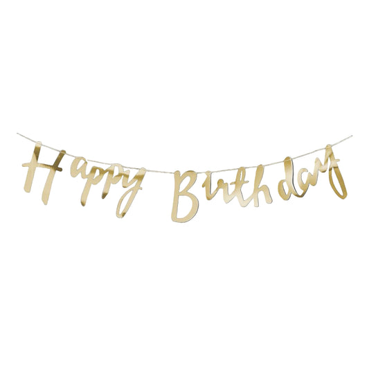 Gold "Happy Birthday" Bunting – Elegant Party Banner Décor