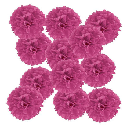 Hot Pink Tissue Paper Pom Poms – Flower Balls (12 Inch)