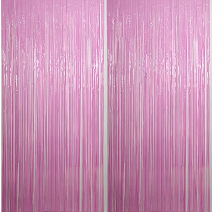 Pastel Pink Foil Curtain Backdrop – 2Pcs Set | Soft & Romantic Party Decor