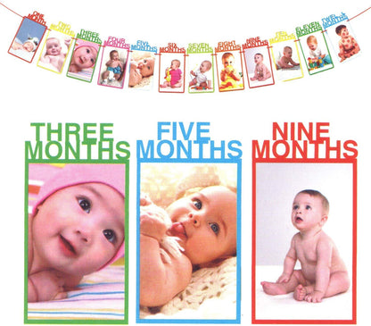 Baby Monthly Photo Banner – 1st Birthday Milestone Garland (Birth to 12 Months)