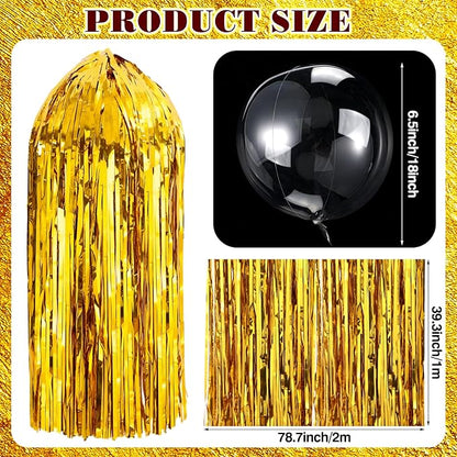 Gold Tinsel Hanging Decoration Set – 8 Pack Metallic Foil Jellyfish Décor