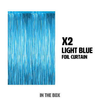 Light Blue Foil Fringe Curtain for Decoration