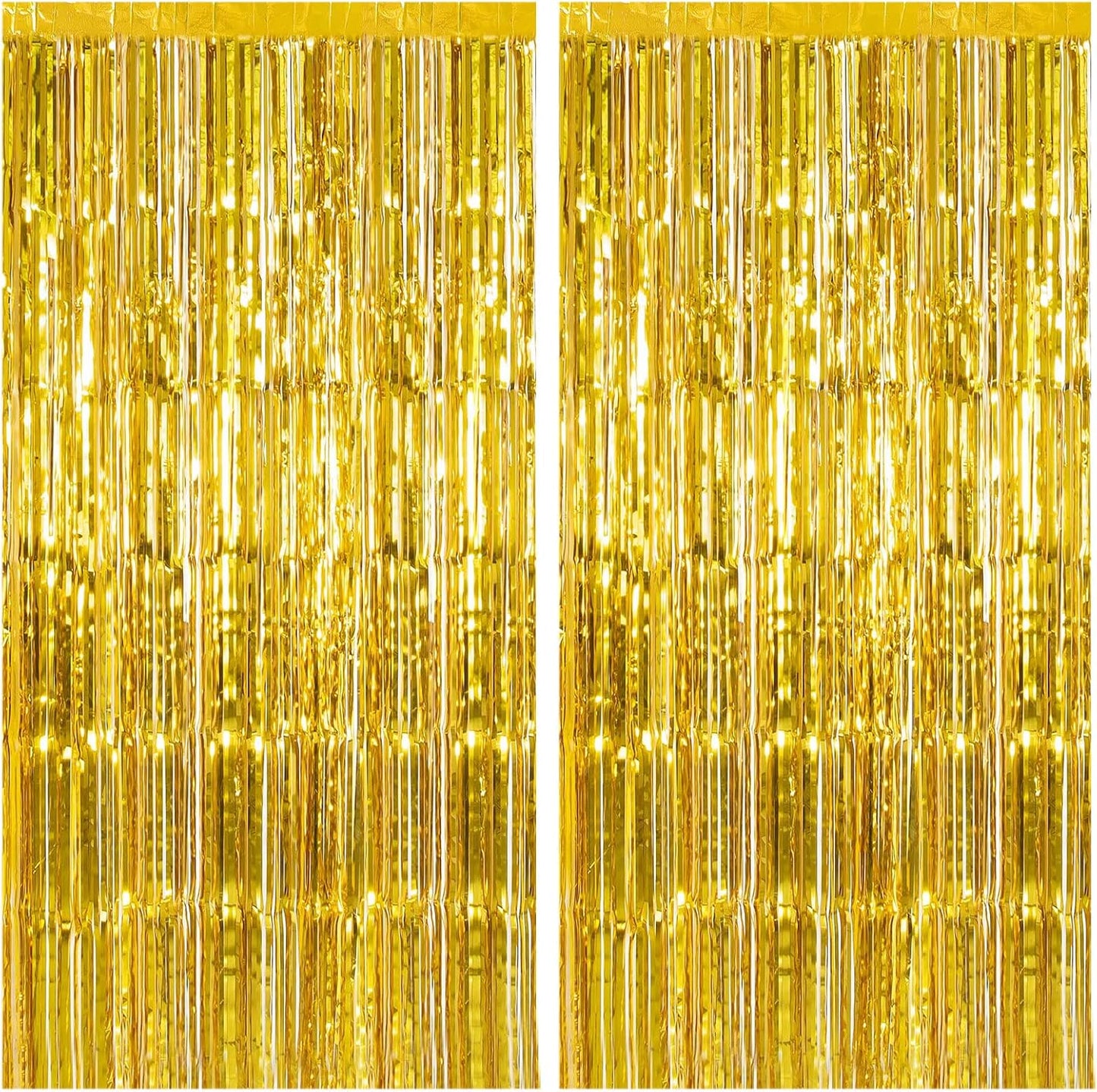 Foil Curtain for Party Decoration – Shiny gold Fringe Backdrop Pack of 2
