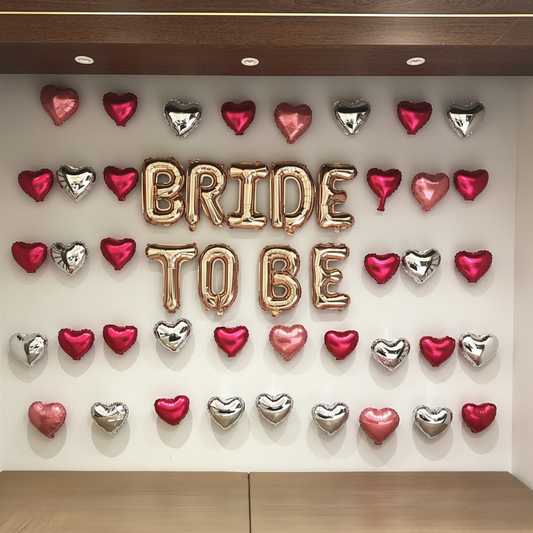 "Heart Shower" Bachelorette Kit - Rose Gold Banner & 39 Mini Foils