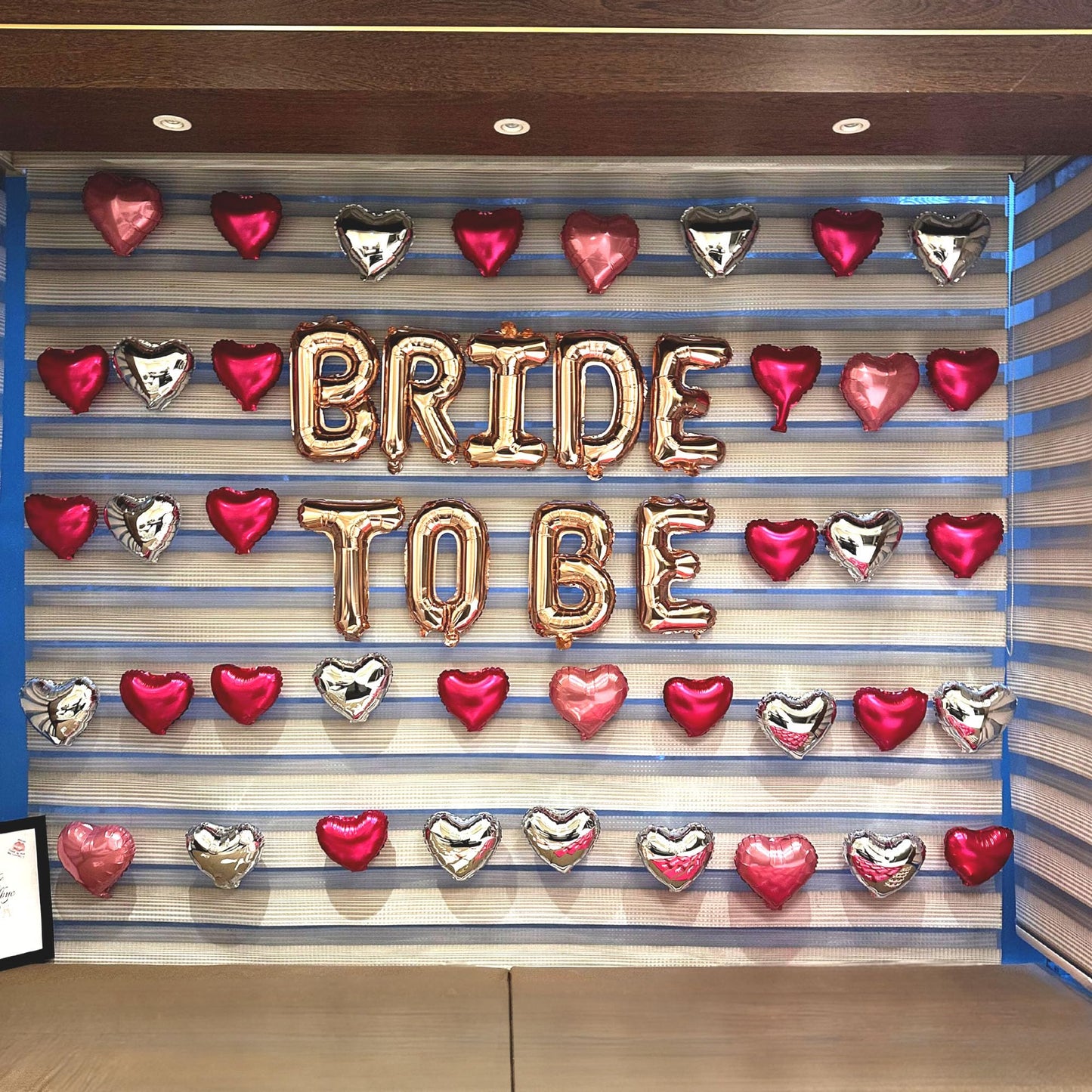 "Heart Shower" Bachelorette Kit - Rose Gold Banner & 40 Mini Heart Foils
