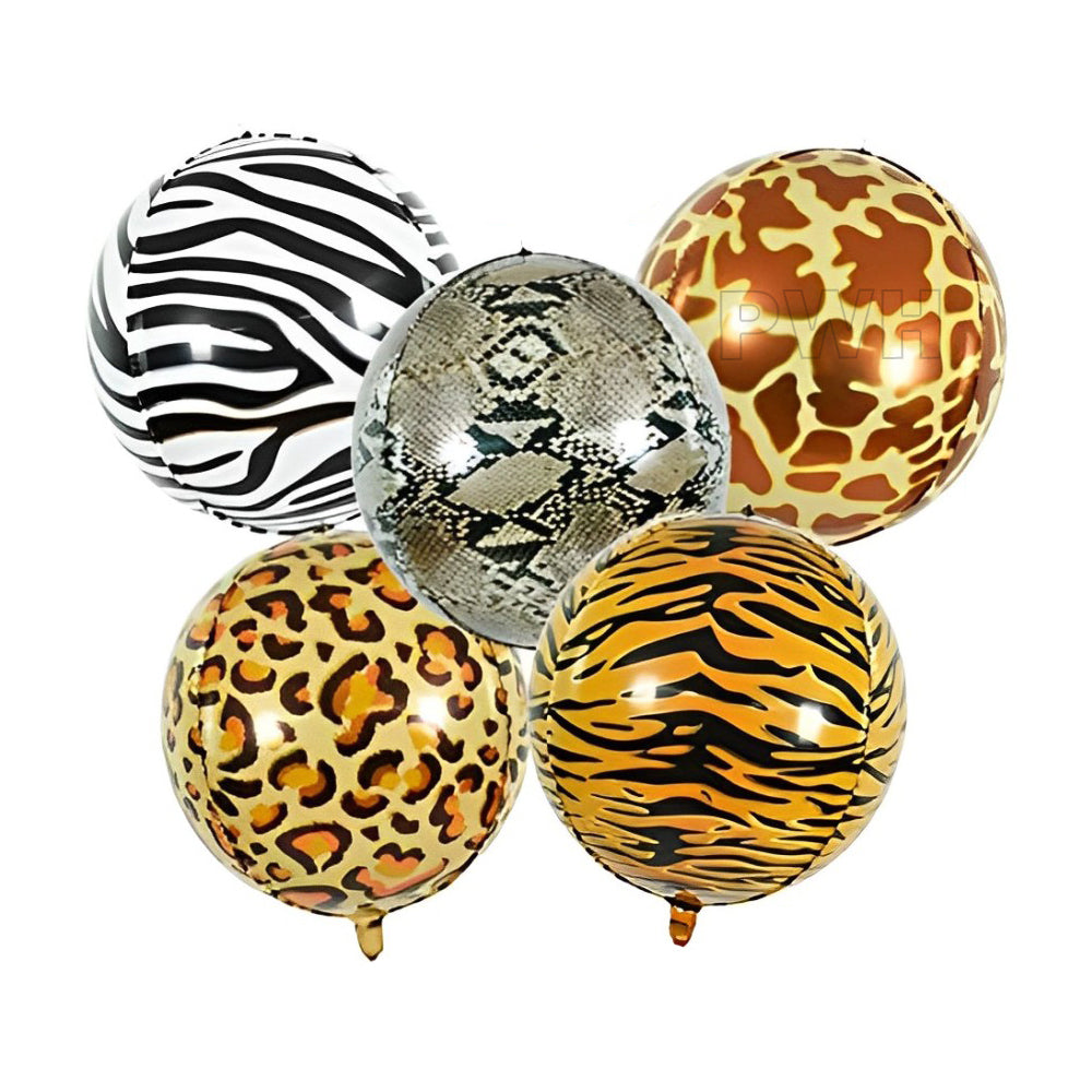 Animal Print Foil Balloons – Wild Safari Theme Decor (Pack of 5)