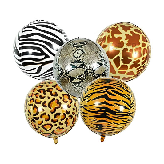 Animal Print Foil Balloons – Wild Safari Theme Decor (Pack of 5)