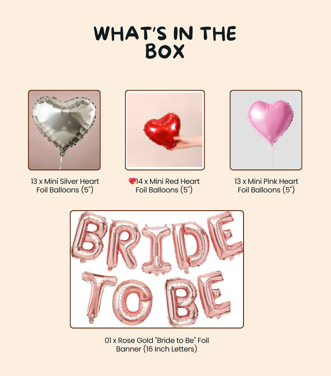"Heart Shower" Bachelorette Kit - Rose Gold Banner & 40 Mini Heart Foils