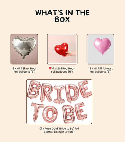 "Heart Shower" Bachelorette Kit - Rose Gold Banner & 40 Mini Heart Foils