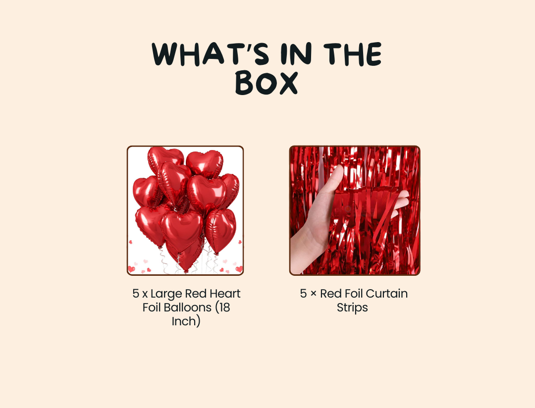 Romantic Red Heart Foil Balloon Curtain Decor