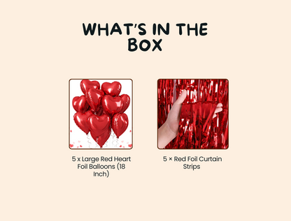 Romantic Red Heart Foil Balloon Curtain Decor