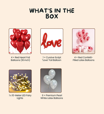 Love in the Air Balloon Bouquet – Romantic Confetti & Pearl Decor Kit