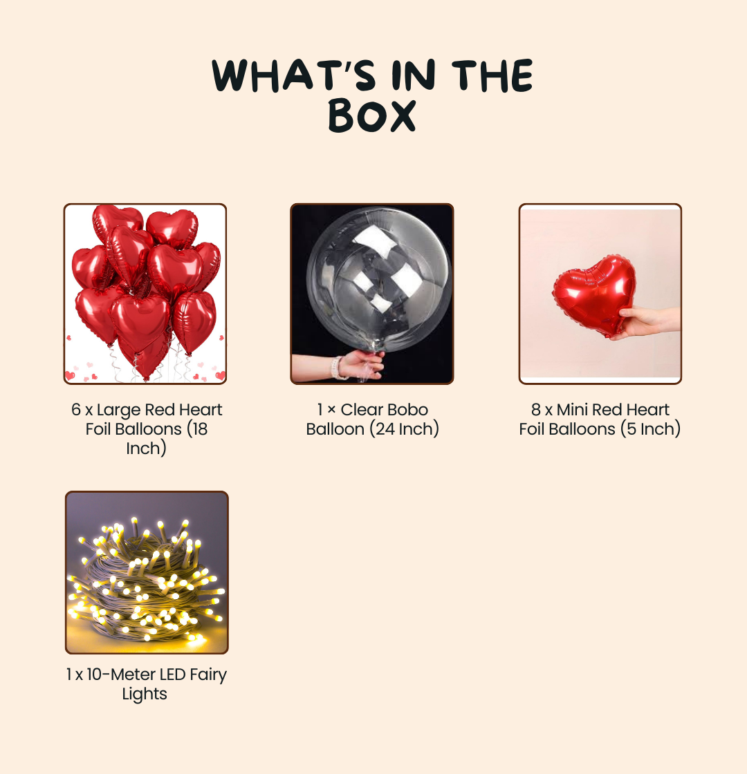 The Love Bubble Set – Heart Balloon Collection with Bobo Balloon