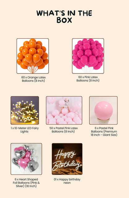 Sunset Sorbet & Citrus Blush Premium Decor Kit - Pink & Orange Theme