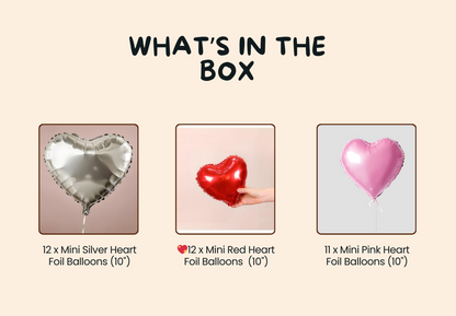 "Heart Shower" Valentine's Kit – 35 Heart Foil Balloons (10 Inch)