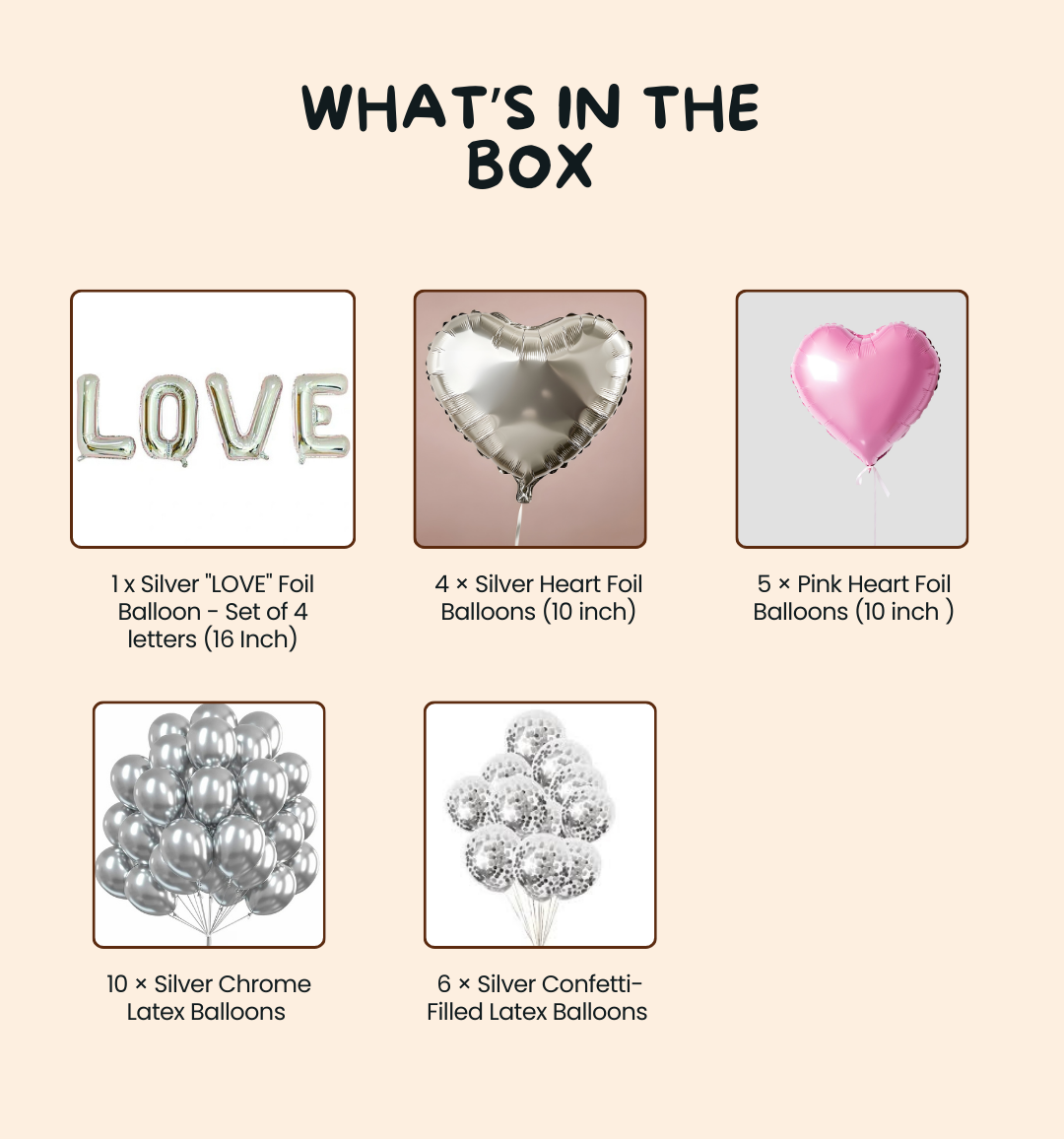 Love Glow Balloon Set – Silver & Pink Heart Balloon Collection with LOVE Foil