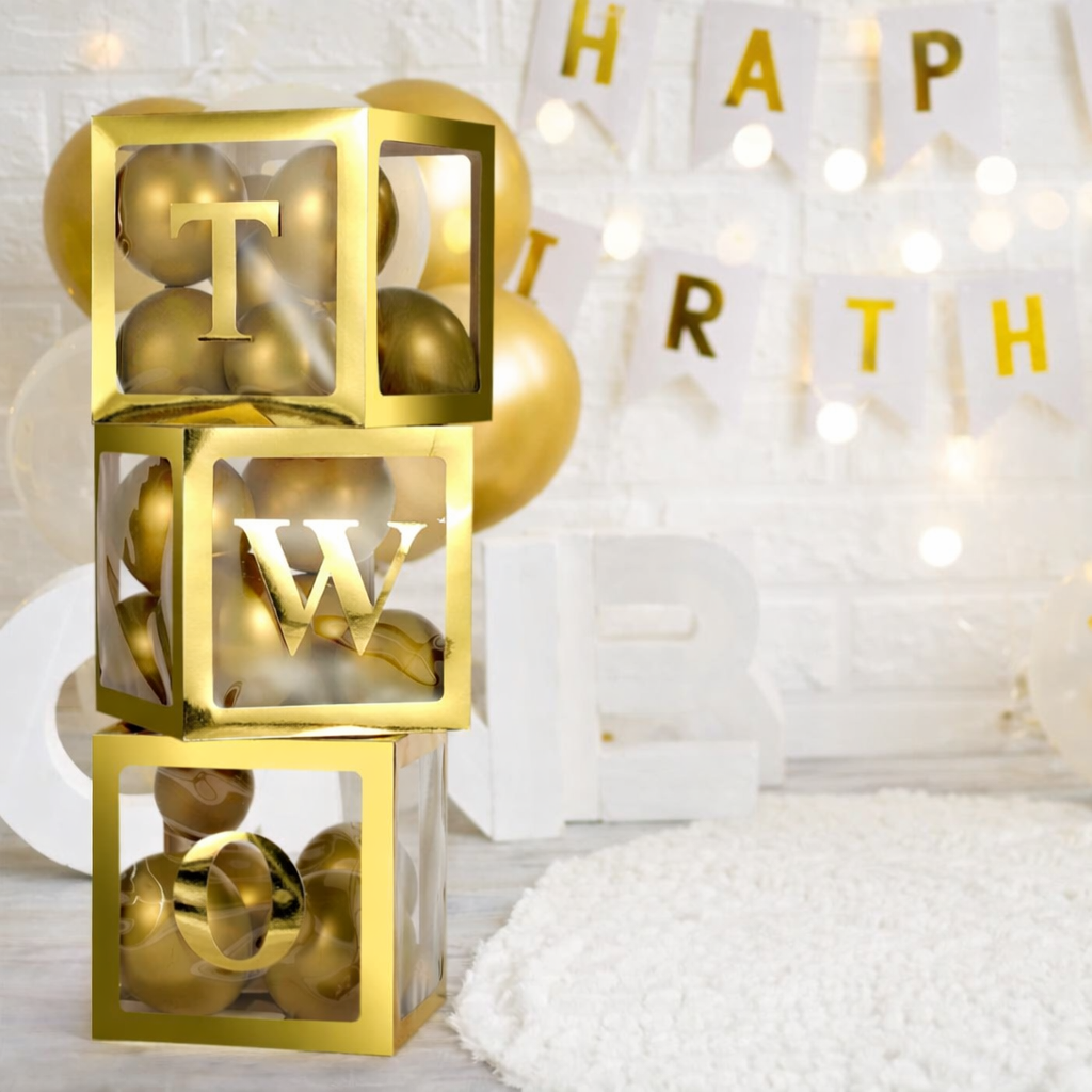 One & Two Balloon Boxes for Photoshoot & Party (Gold)
