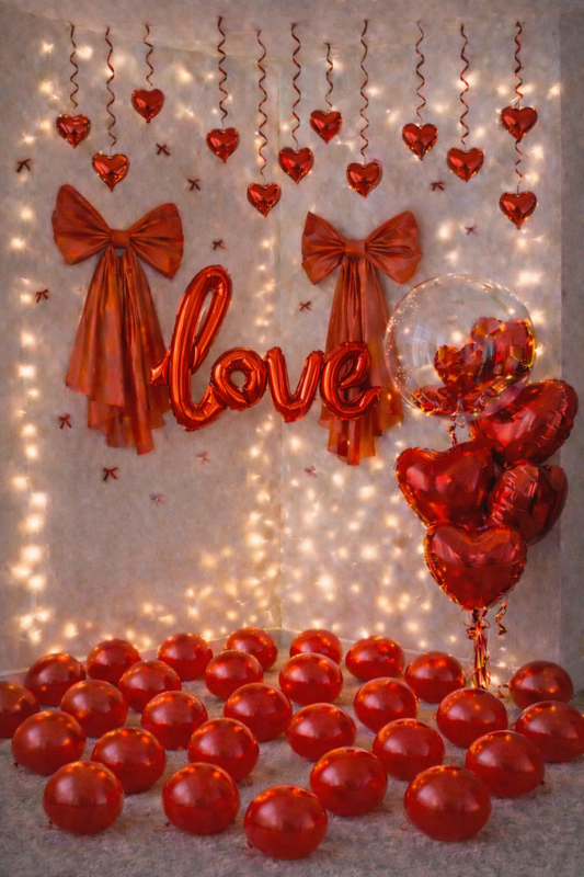 Red Ribbon Romance – Complete Valentine's Proposal & Decoration Kit (Basic)